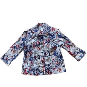 Christopher & banks womens cottagecore floral button down shirt light jacket MP